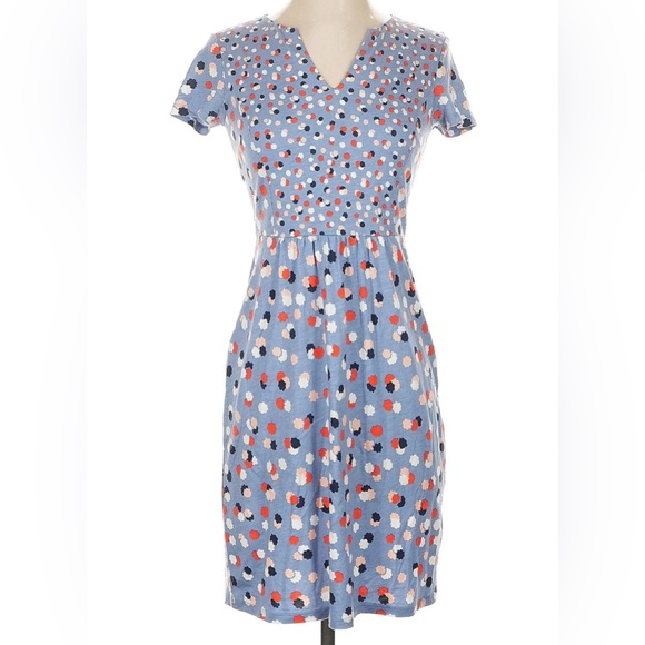 Boden Dresses & Skirts - Boden Emory Jersey Polka Dot Periwinkle Blue, Red & White Knee Length Dress Sz 8